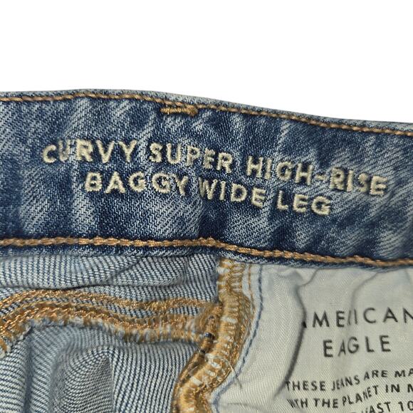 American Eagle Womens 000 Jeans Curvy Super High Rise Baggy Wide Leg Cargo - Picture 3 of 16